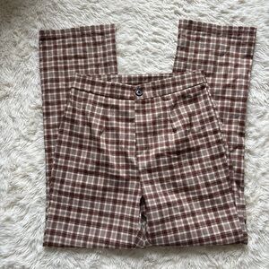 SHEIN Women's Brown Plaid Pants